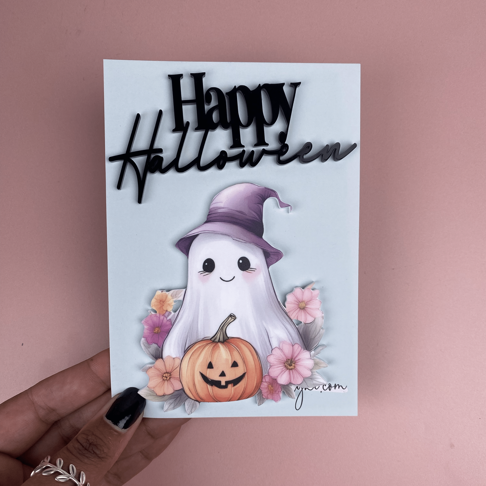 Acrylic Printed Ghost & Happy Halloween Cake Charm Set - Cake charm