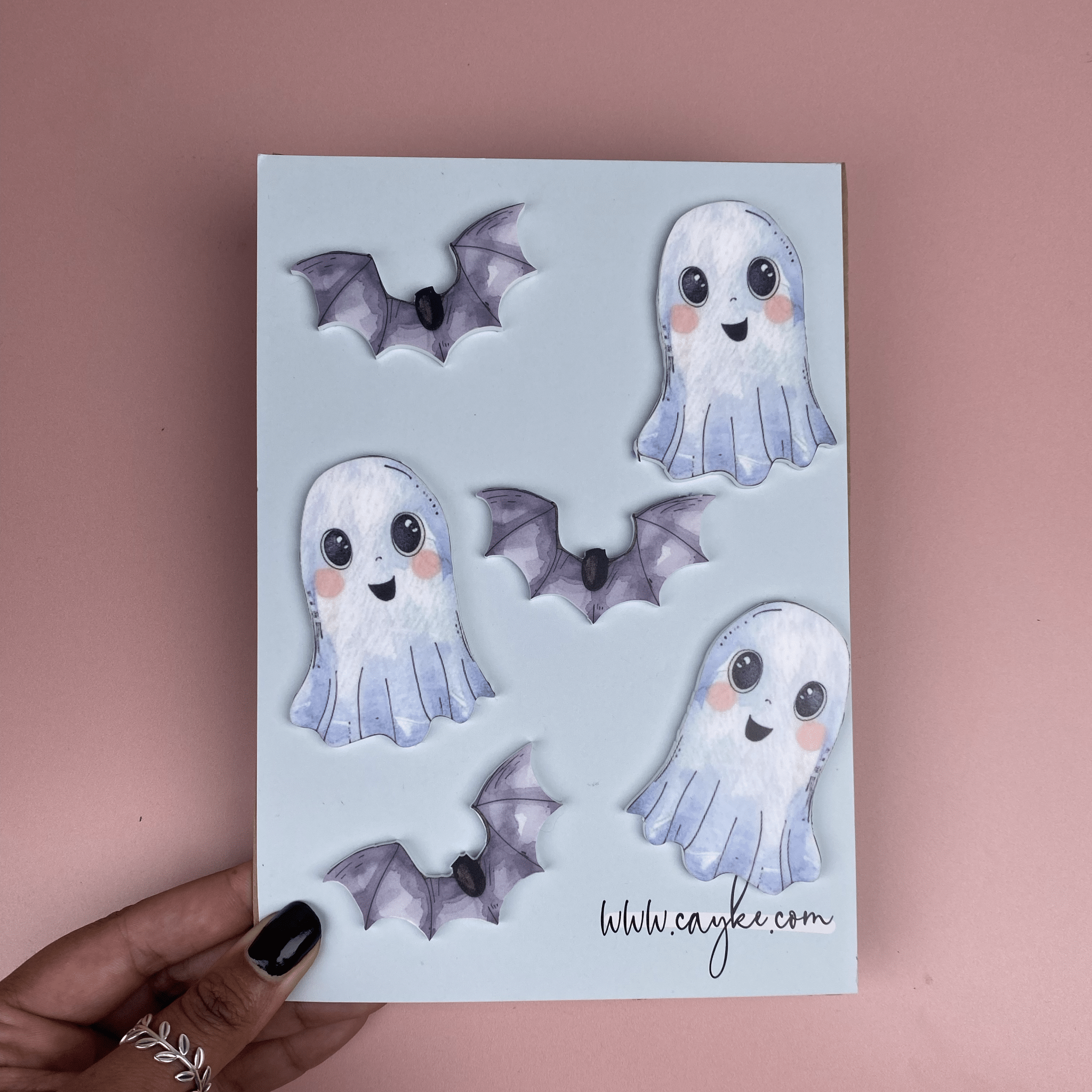 Acrylic Printed Ghosts & Bats Cake Charm Set - Cake charm