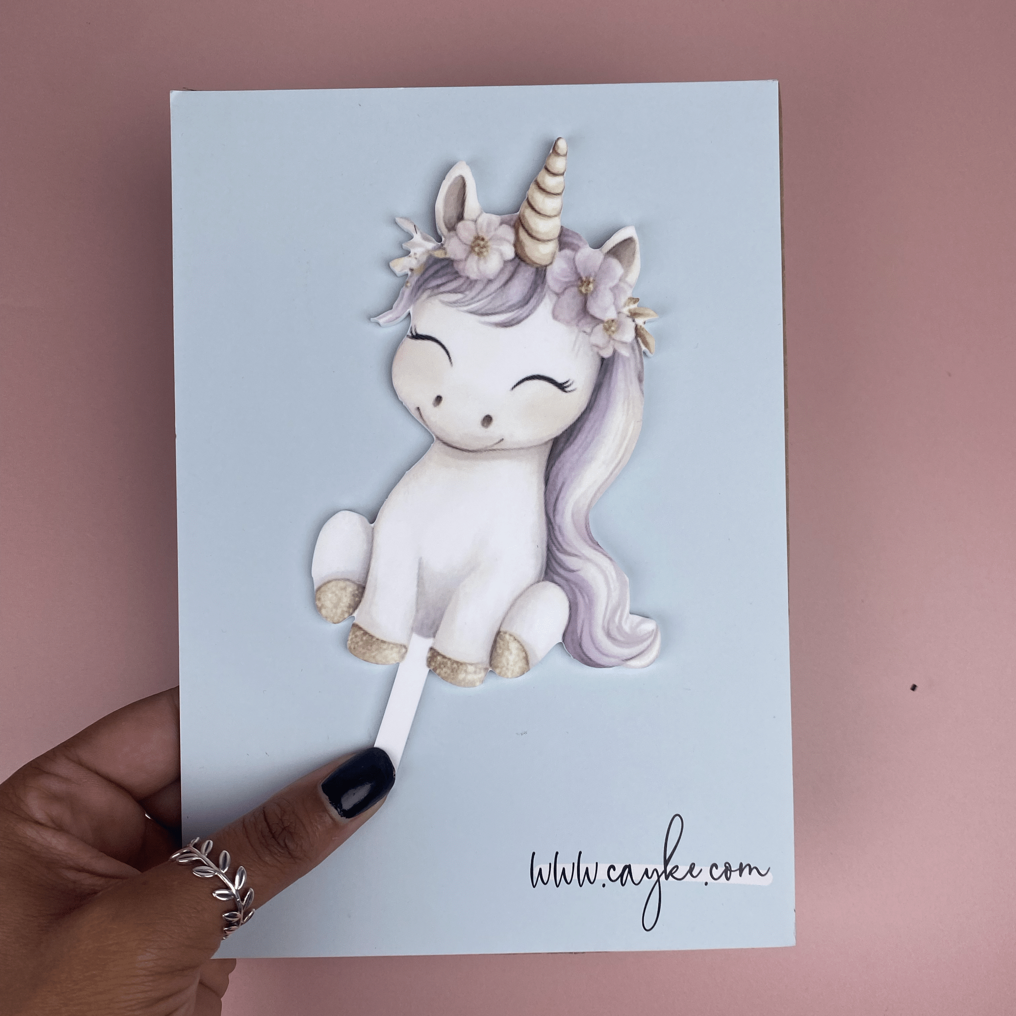 Acrylic Printed Pastel Purple Haired Unicorn cake Topper - Cake Topper