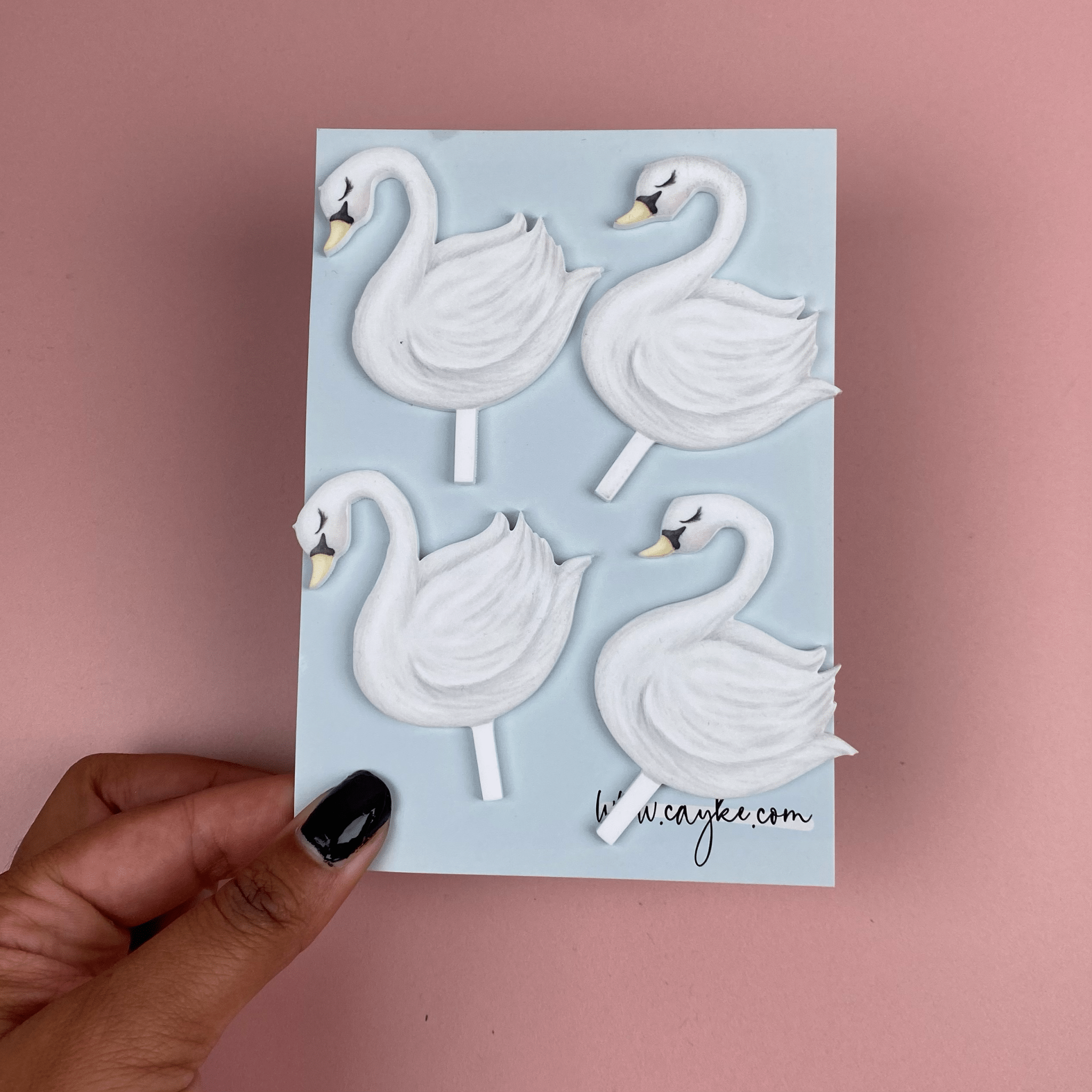 Acrylic Printed Swan Cupcake Toppers - Cupcake Topper