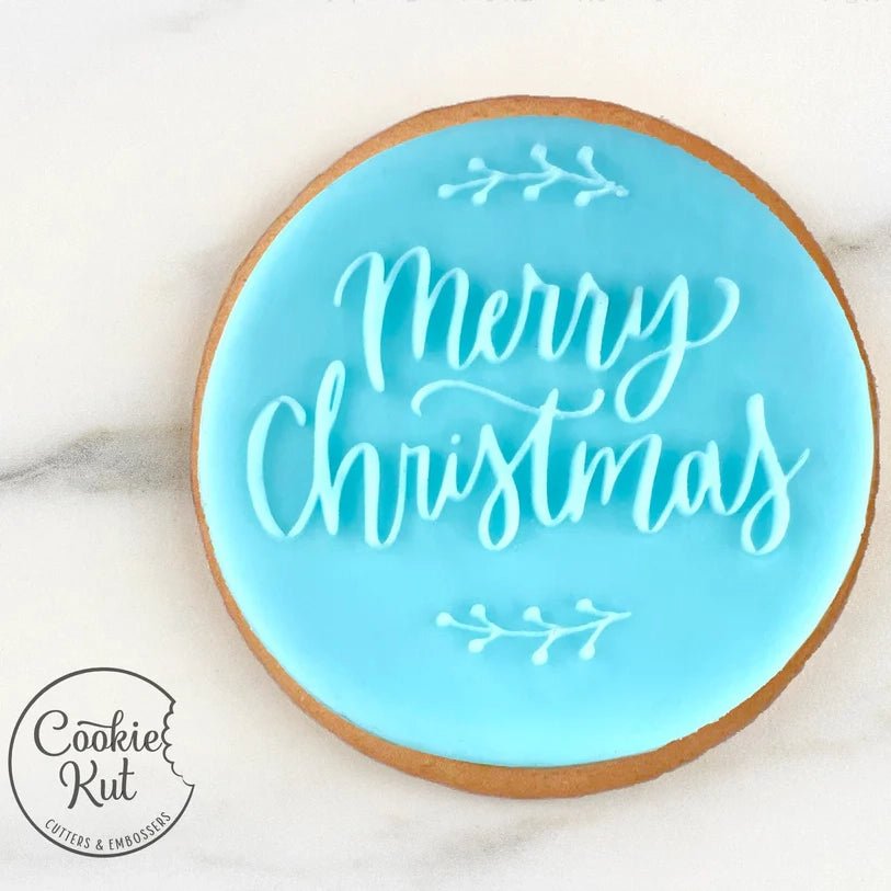 Merry Christmas Style 2 - Christmas Reverse Fondant Embosser Stamp - Cookie Stamp