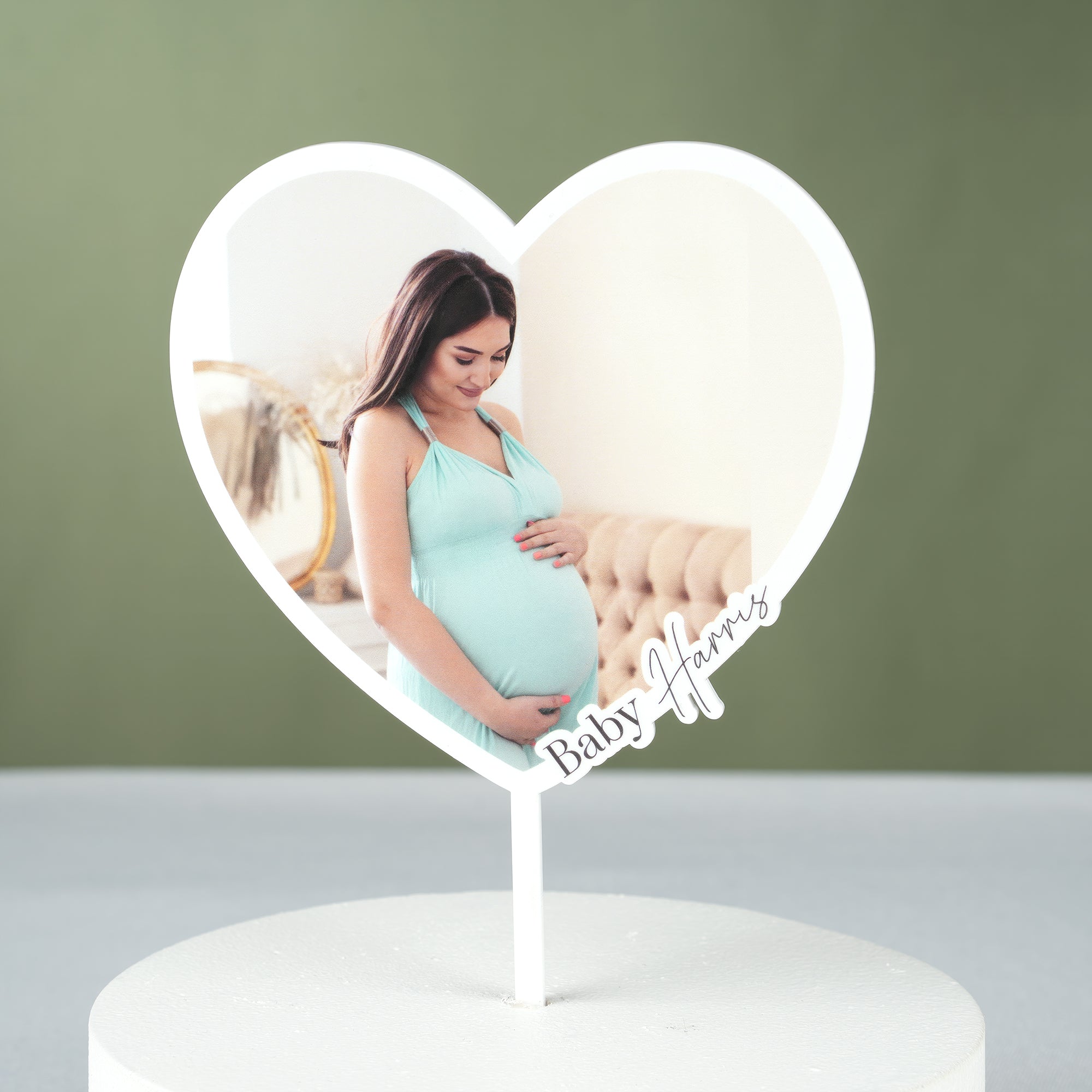 Personalised Heart Shaped Photo Printed Baby Shower Cake Topper Decoration - Cake Topper