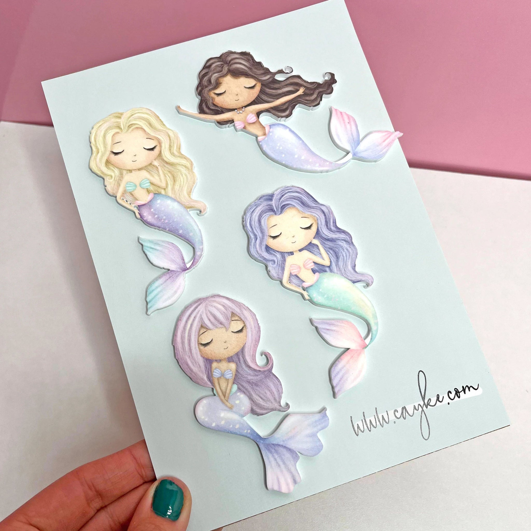 Printed Acrylic x4 Mermaid Cake Charm - Cake charm