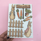 Printed Rabbit Wood cake Charm Set - Cake charm