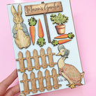 Printed Rabbit Wood cake Charm Set - Cake charm