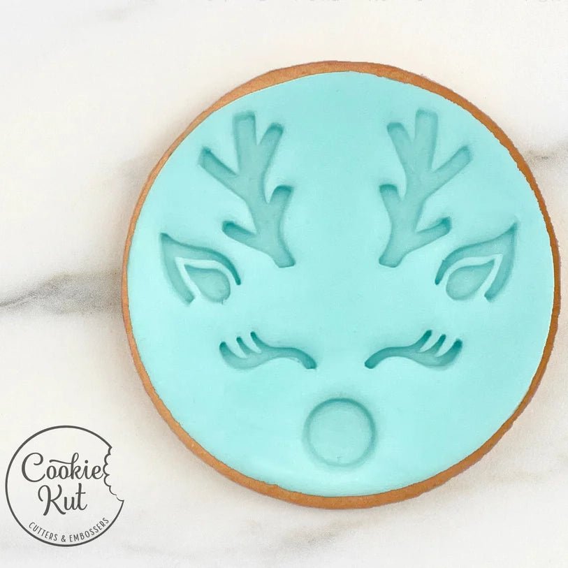 Reindeer Face - Christmas Embosser Stamp - Cookie Stamp